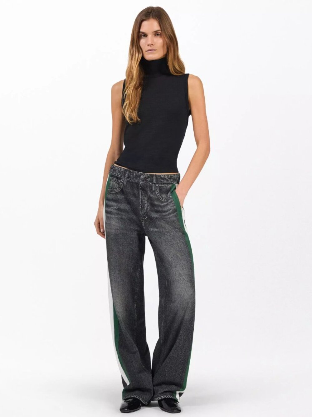 Rag & Bone rb Miramar Sport Stripe Track Pant Washed Back Green White Stripe XS - Picture 5 of 10